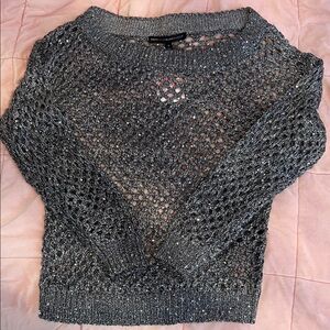 White House Black Market Metallic Gray Sweater